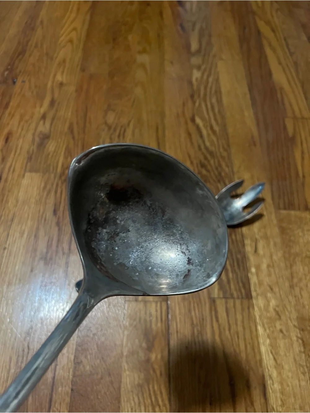 Vintage-Style Silver Serving Ladle and Fork Set - Silver